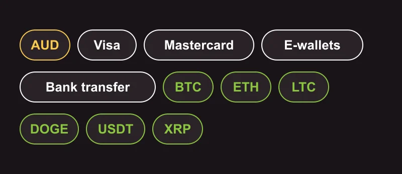 Asino Casino Australia cashier options: AUD, Visa, Mastercard, e-wallets, bank transfer and crypto coins